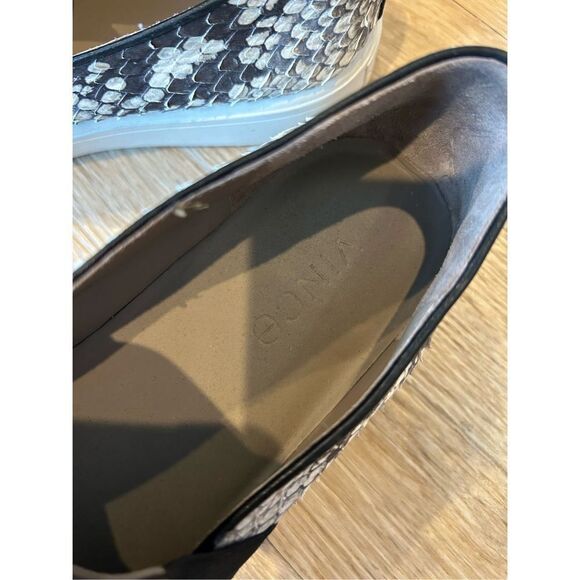 Vince python snake embossed slip on sneakers black beige size 7 leather - Picture 5 of 10